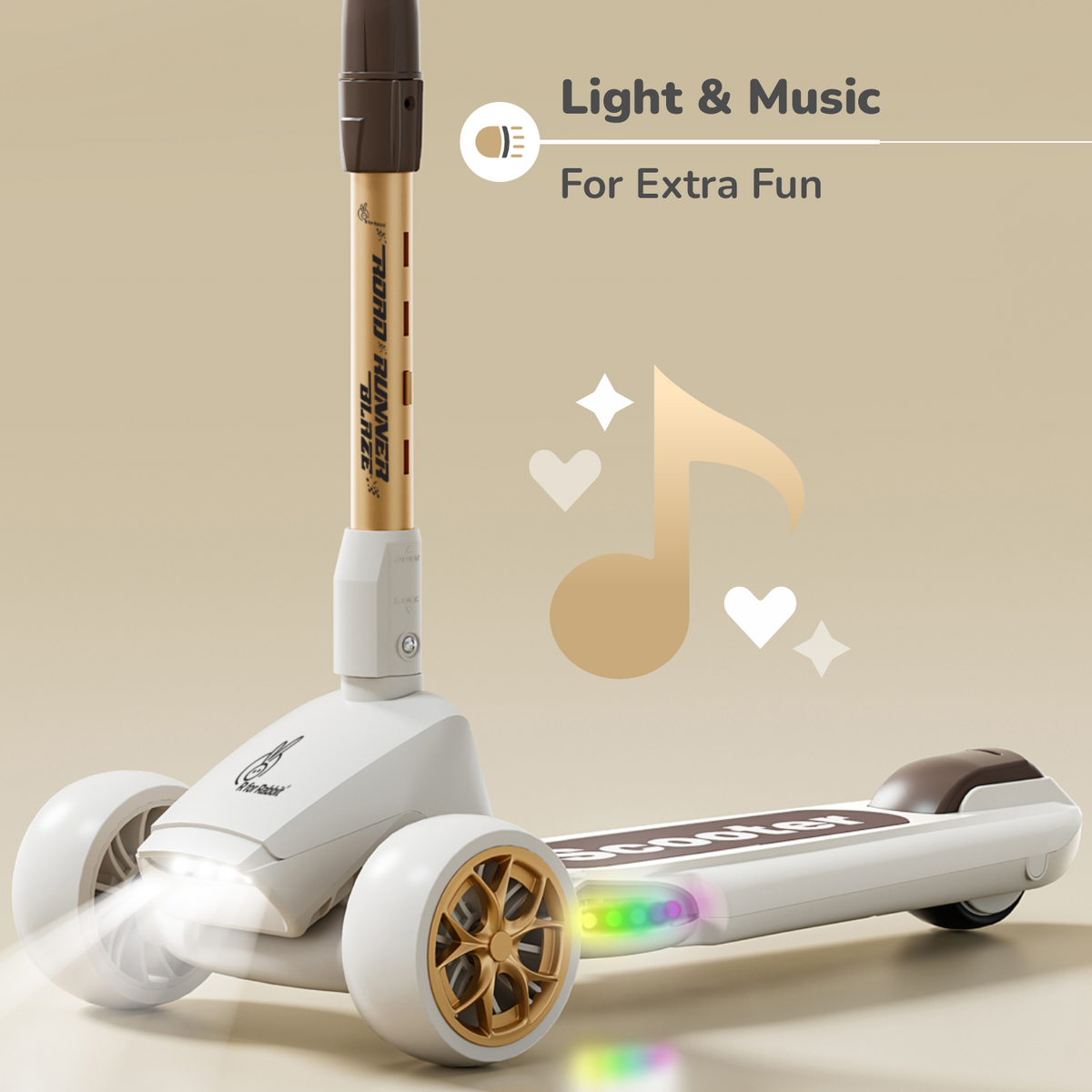R for Rabbit Road Runner Blaze Scooter Cream Gold