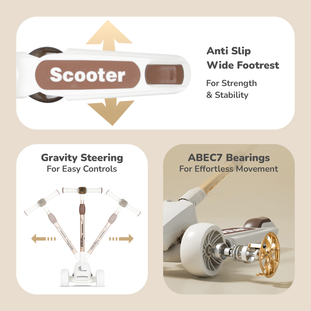 R for Rabbit Road Runner Blaze Scooter Cream Gold