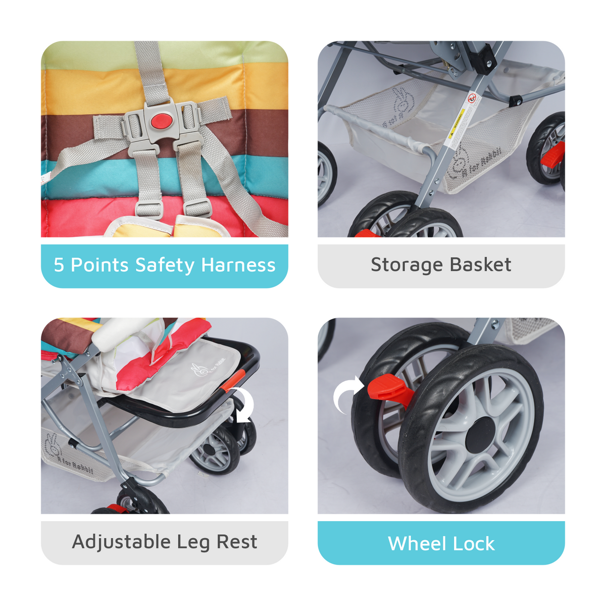 R for Rabbit Lollipop Lite Baby Stroller Rainbow