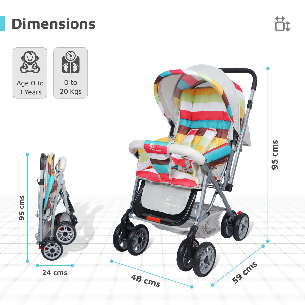 R for Rabbit Lollipop Lite Baby Stroller Rainbow