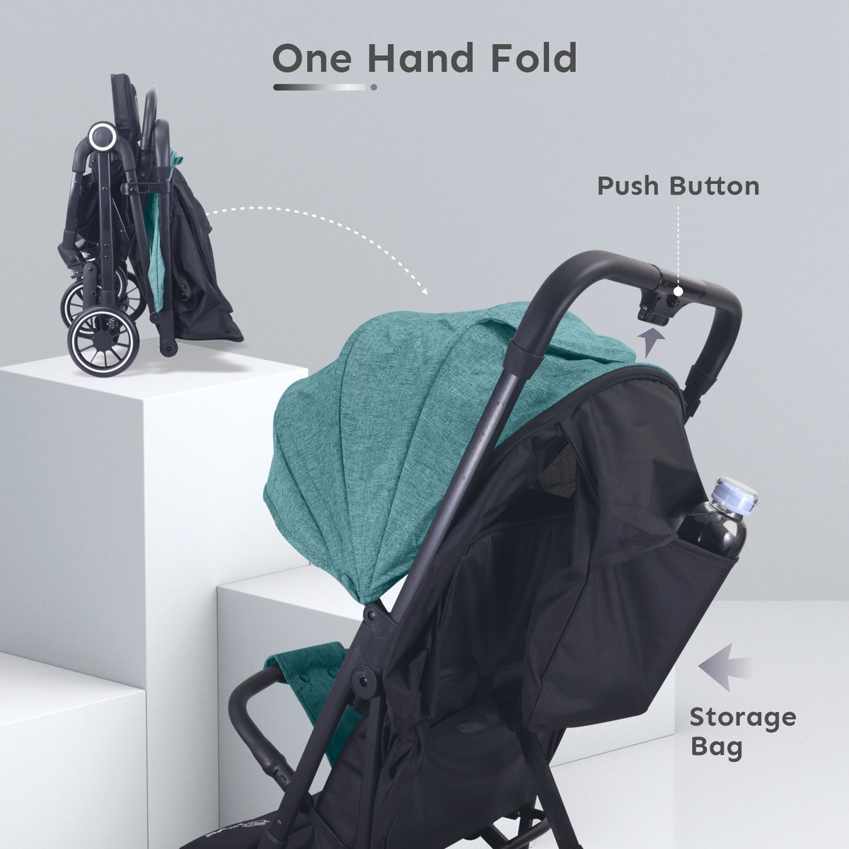 R for Rabbit Pocket Air Stroller Green Black