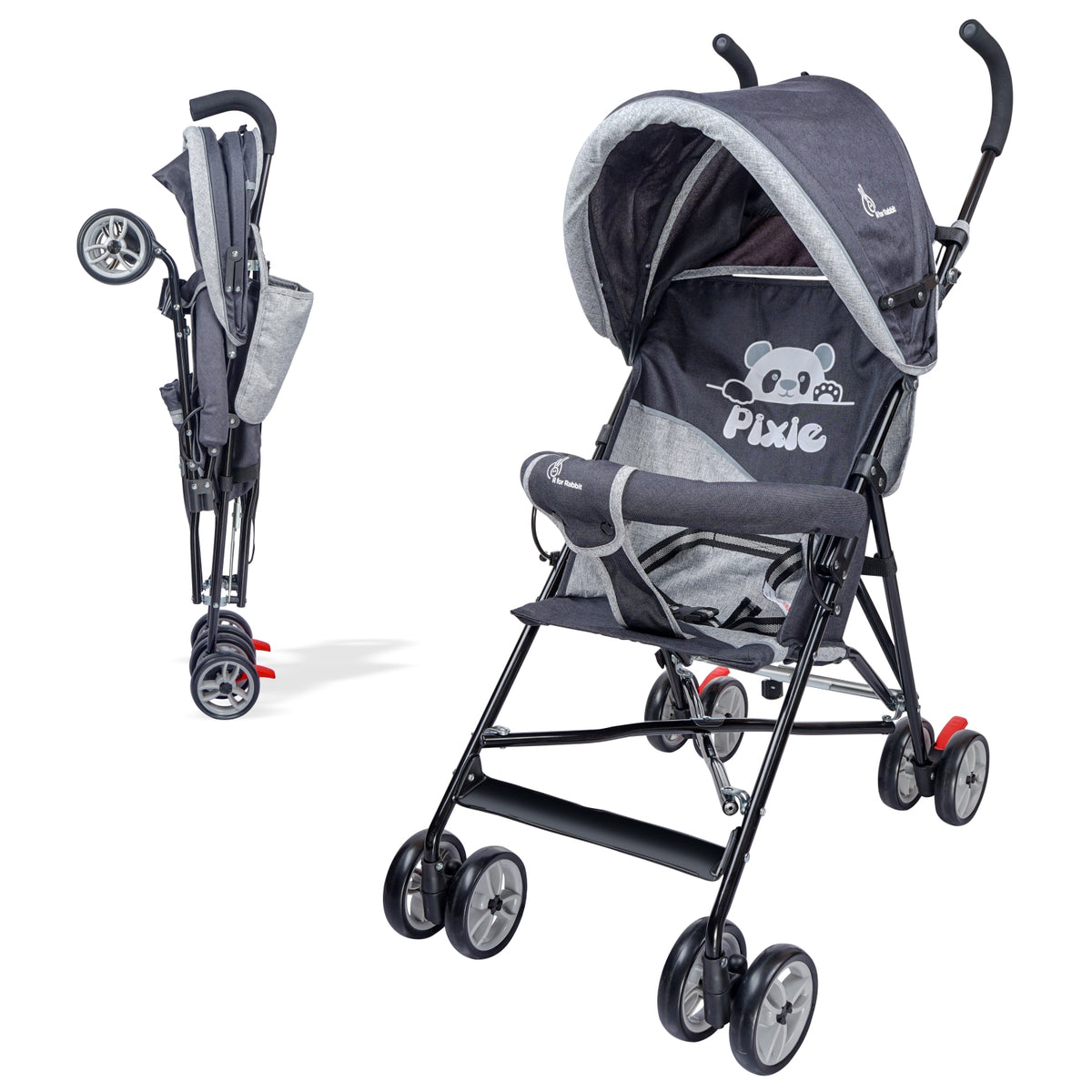 R for Rabbit Pixie Buggy Baby Stroller Black Grey
