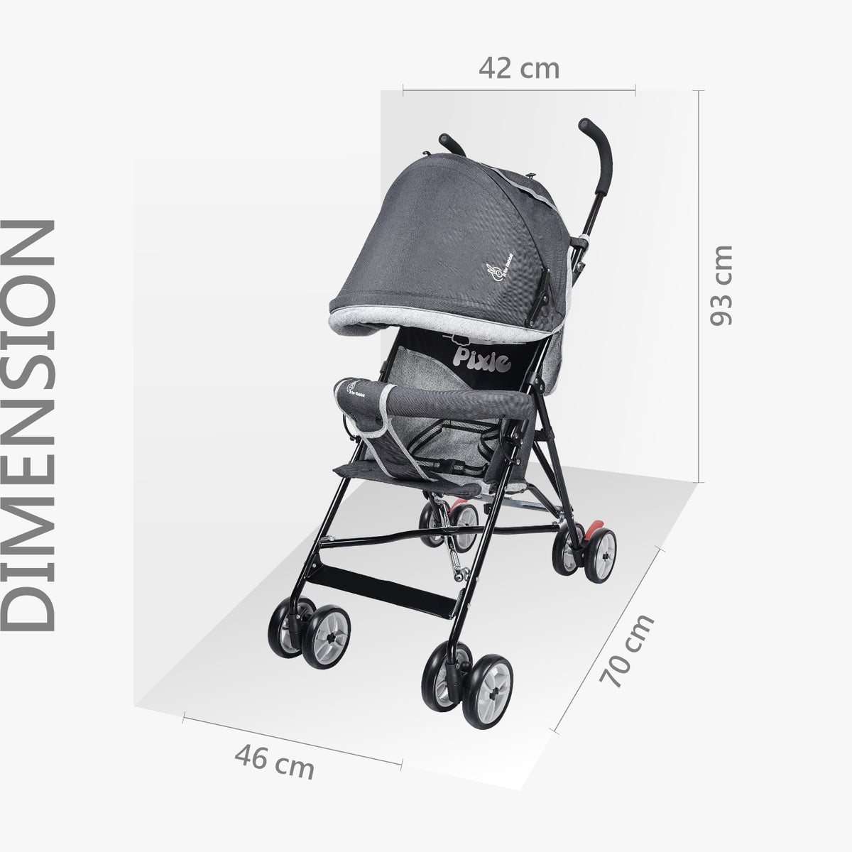 R for Rabbit Pixie Buggy Baby Stroller Black Grey