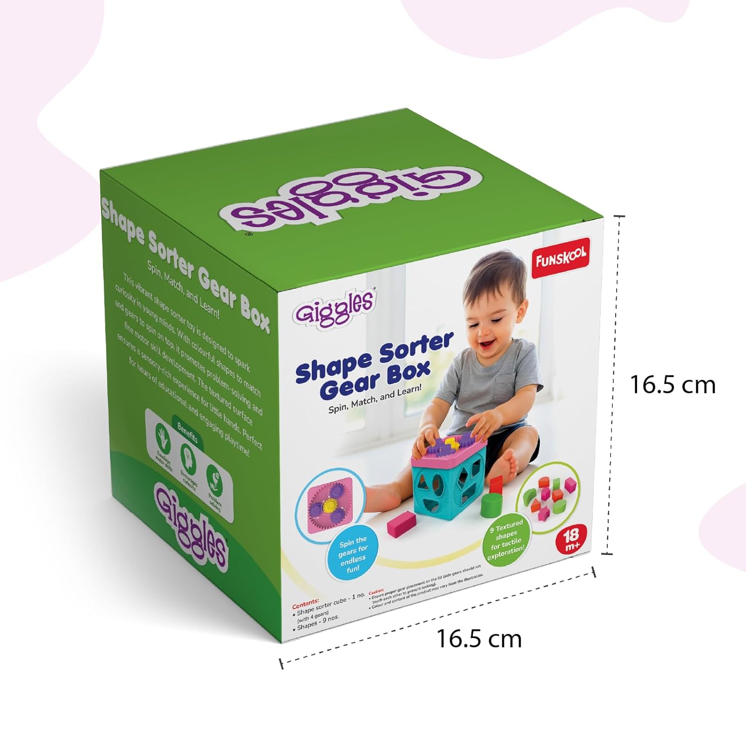 Giggles Shape Sorter Gear Box Educational Shape Matching and Gear Spinning Activity Toy for Toddlers