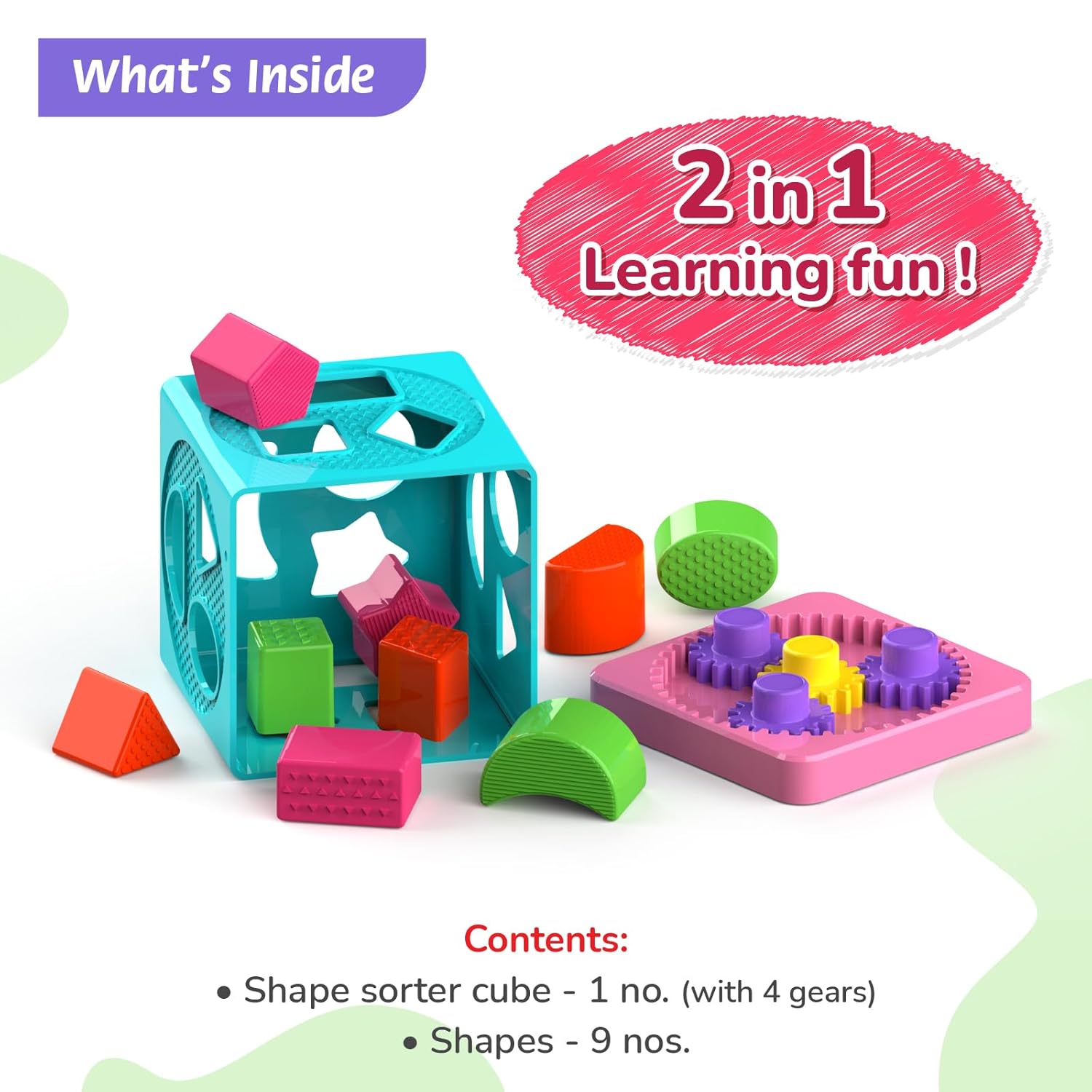 Giggles Shape Sorter Gear Box Educational Shape Matching and Gear Spinning Activity Toy for Toddlers