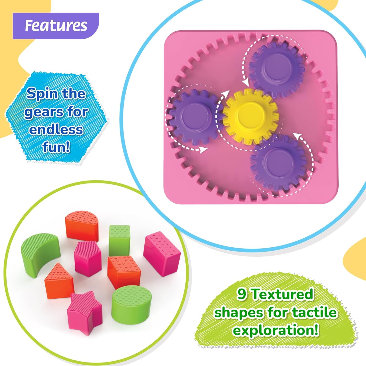 Giggles Shape Sorter Gear Box Educational Shape Matching and Gear Spinning Activity Toy for Toddlers