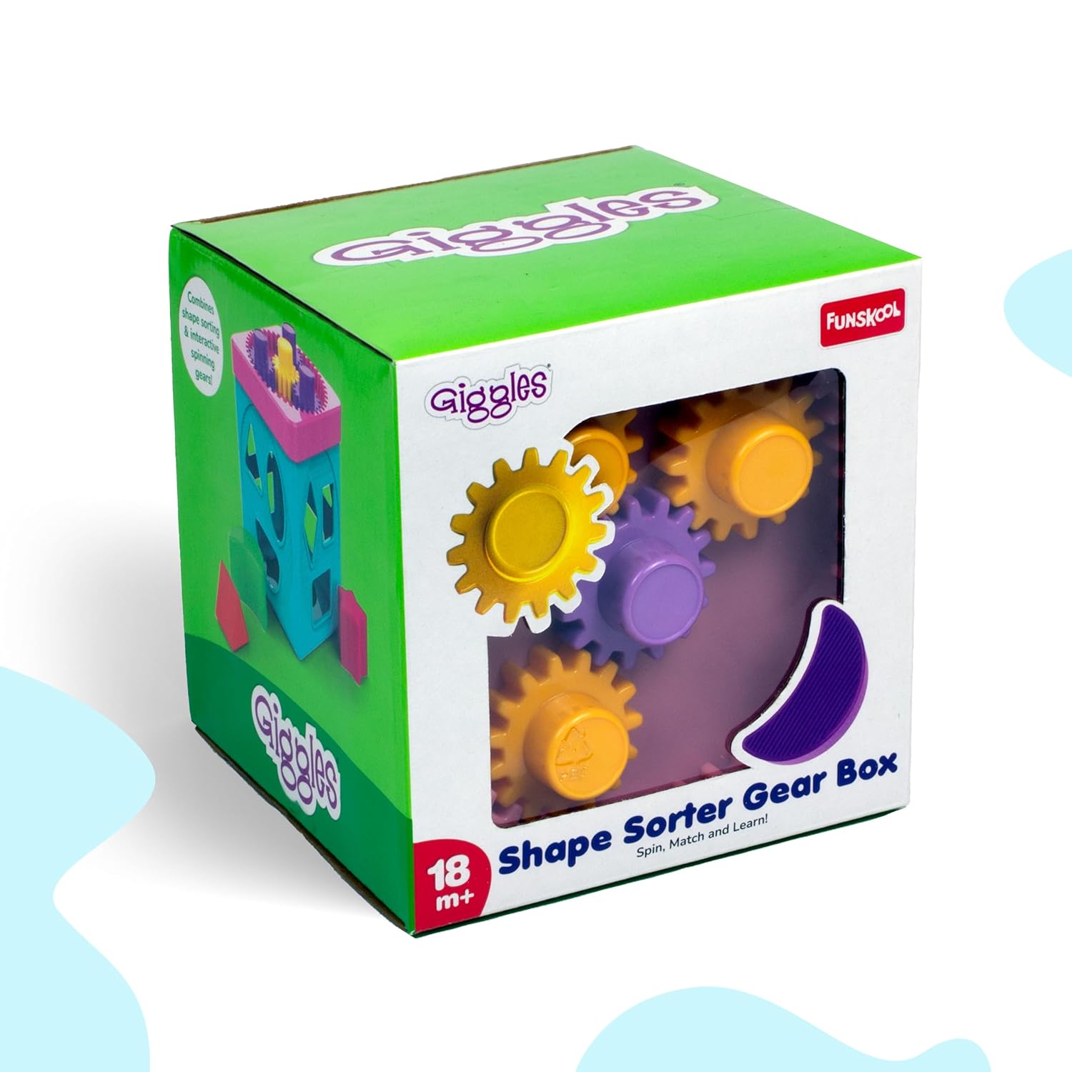 Giggles Shape Sorter Gear Box Educational Shape Matching and Gear Spinning Activity Toy for Toddlers