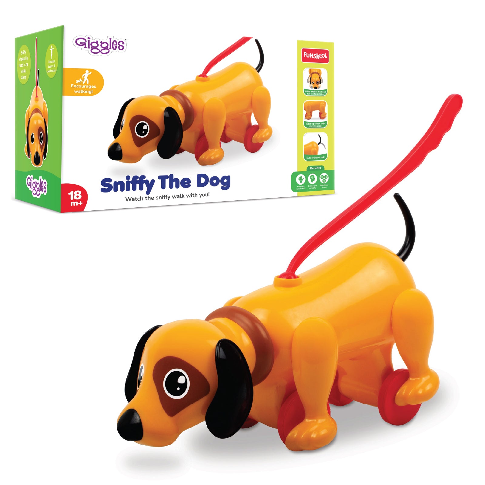 Giggles Sniffy The Dog Pull Along Toy with Moving Legs and Head for Toddlers