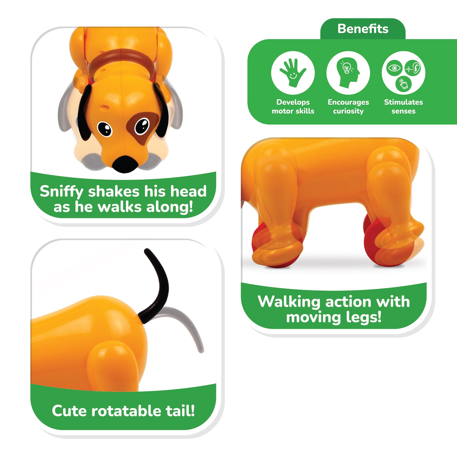 Giggles Sniffy The Dog Pull Along Toy with Moving Legs and Head for Toddlers