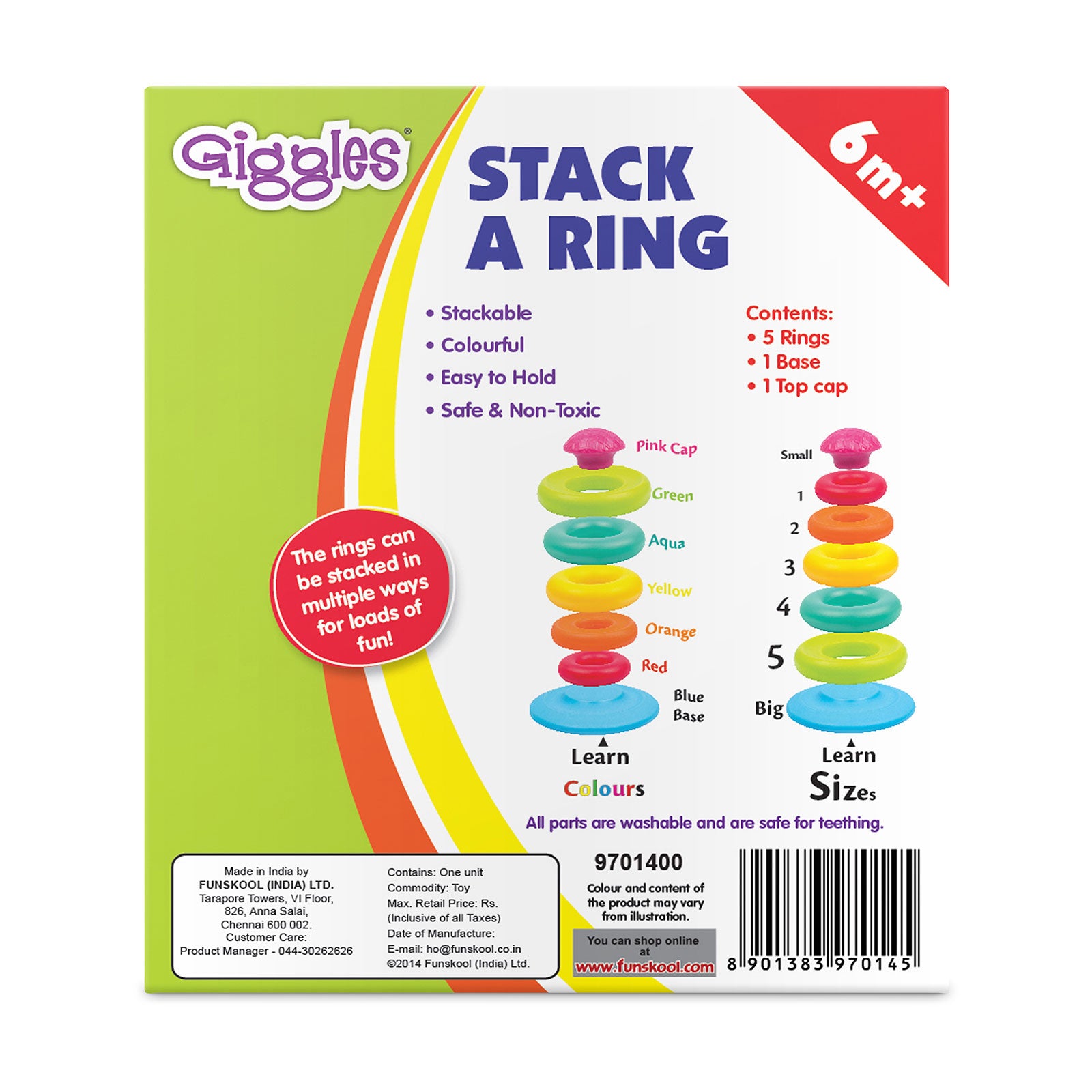 Giggles Stack A Ring Colourful Stacking Toy for Babies