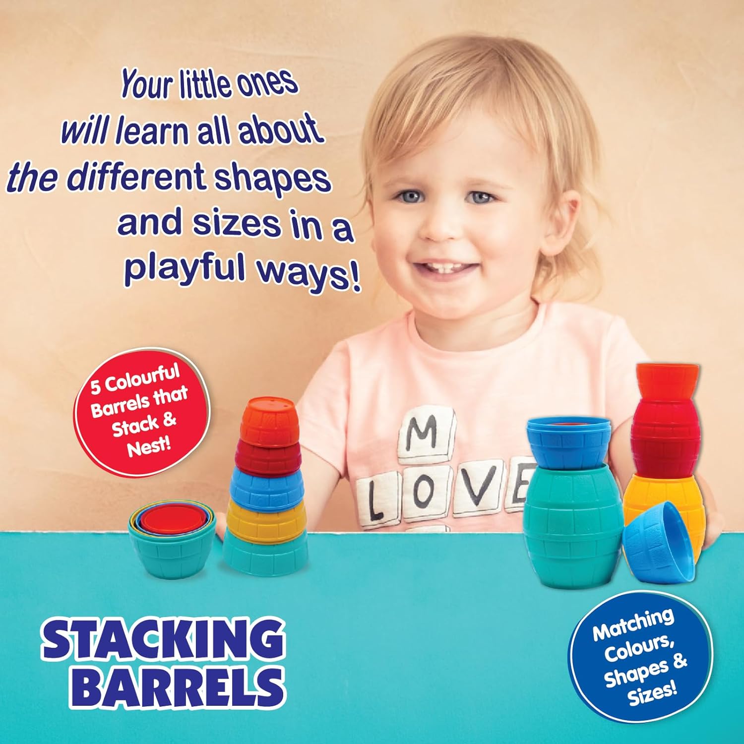 Giggles Stacking Barrels Nesting and Stacking Learning Toy Set for Toddlers