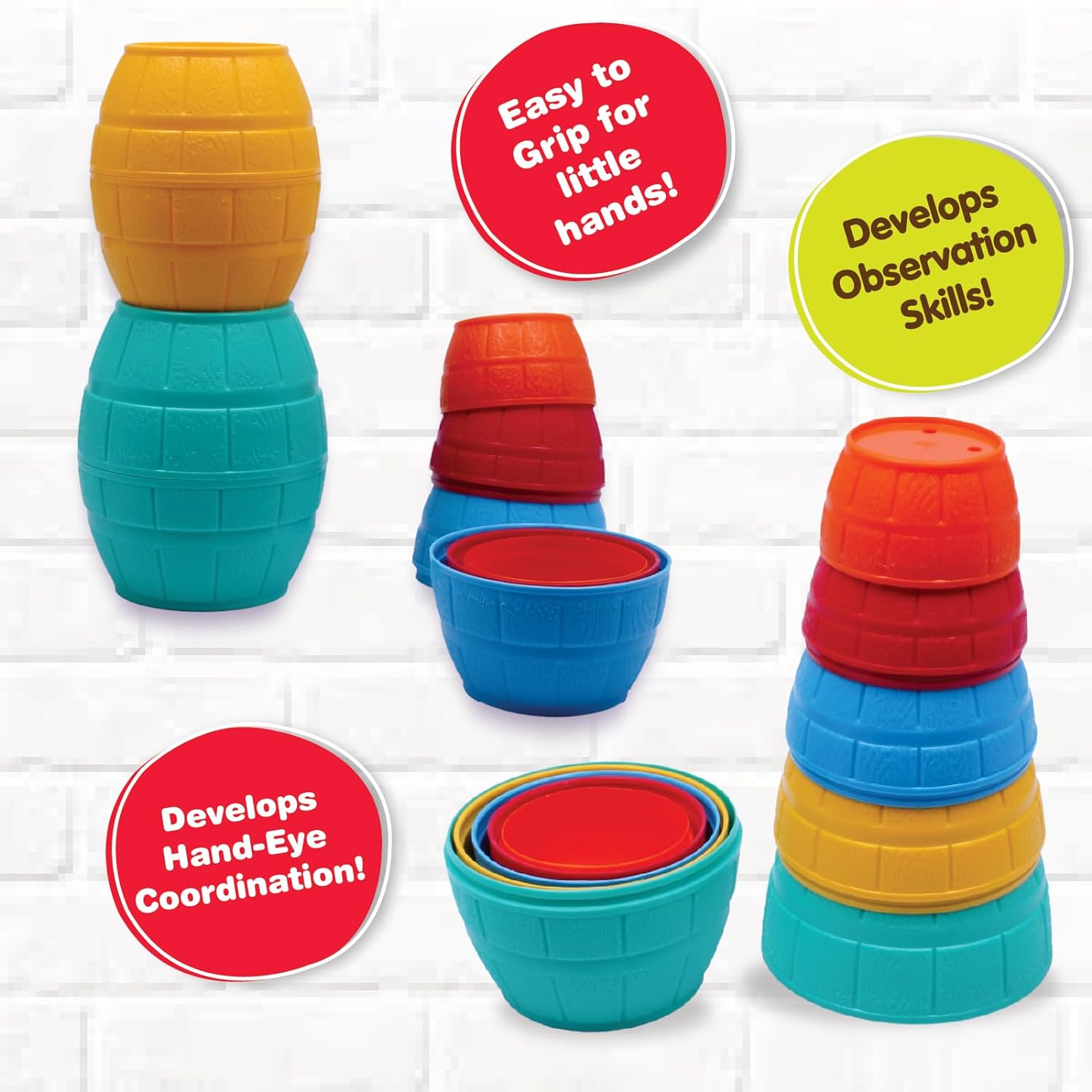 Giggles Stacking Barrels Nesting and Stacking Learning Toy Set for Toddlers