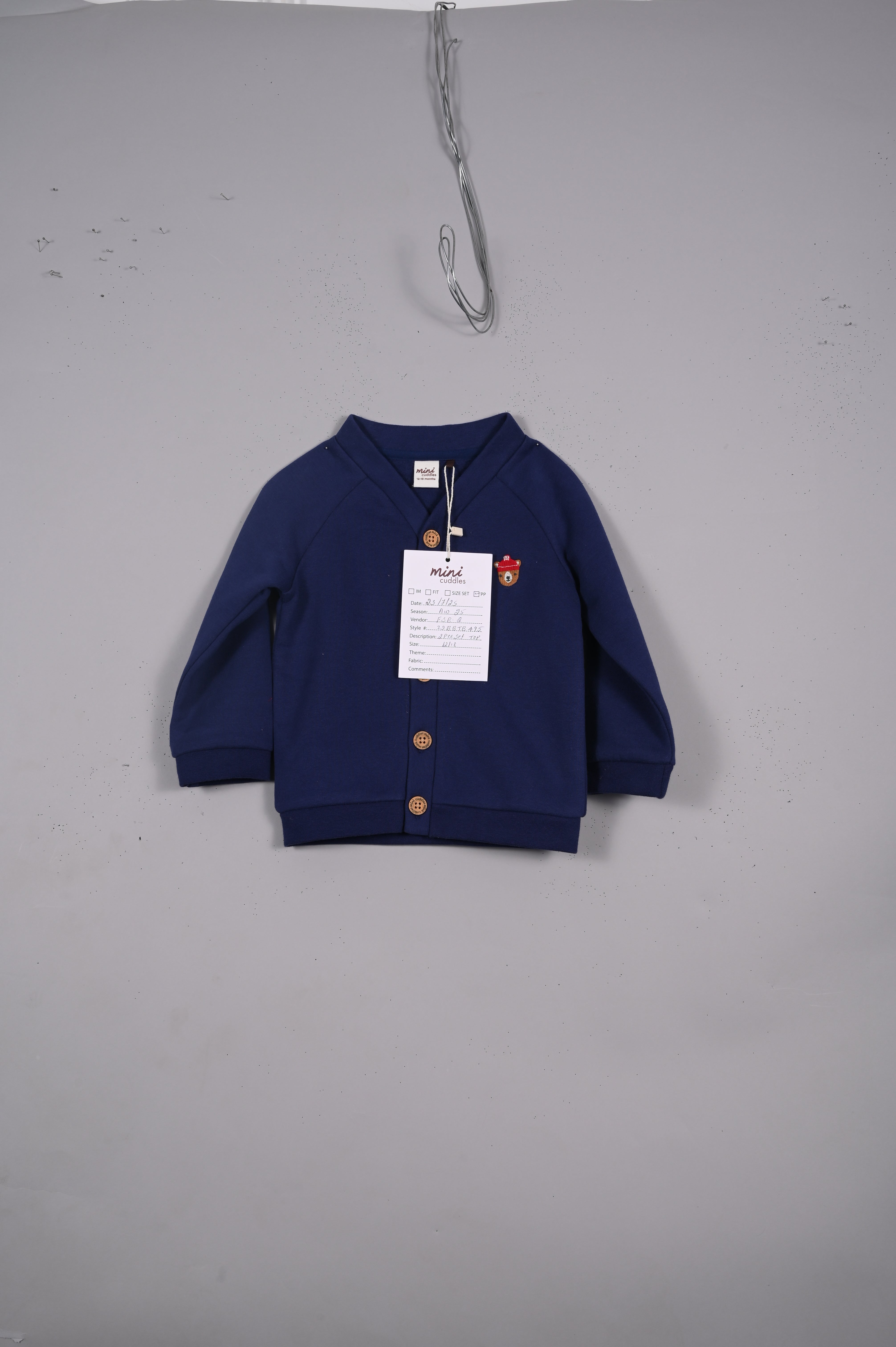 Navy Blue Baby Boys V-Neck Full Sleeve Top And Bottom
