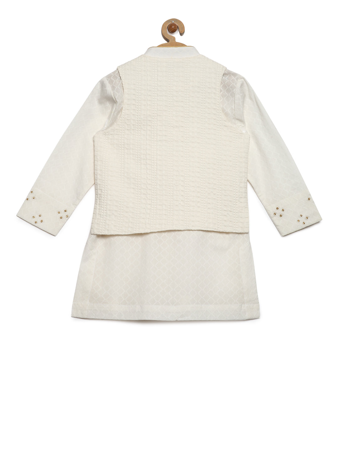 Tiber Taber Baby Boys Embroidered Kurta and Dhoti Pants Set, Cream