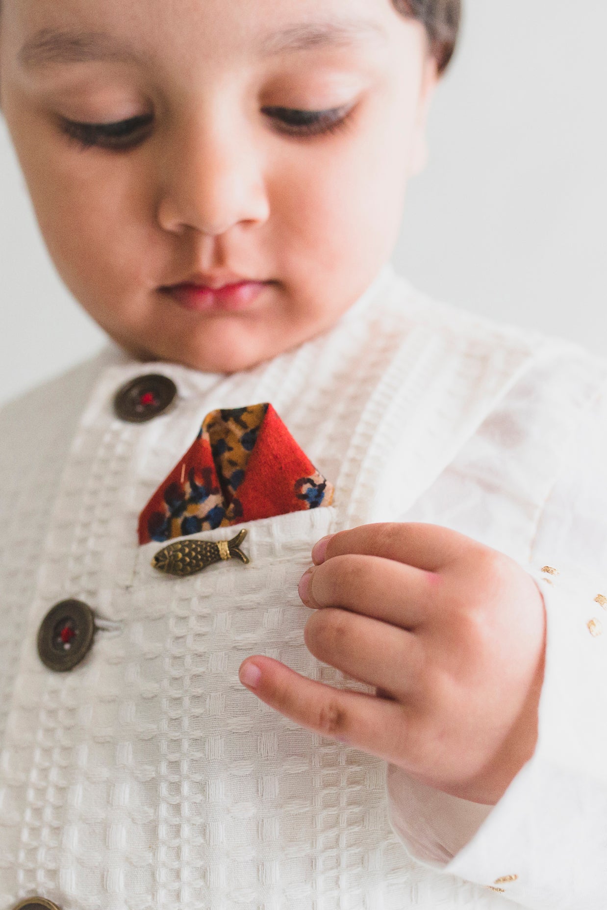 Tiber Taber Baby Boys Embroidered Kurta and Dhoti Pants Set, Cream