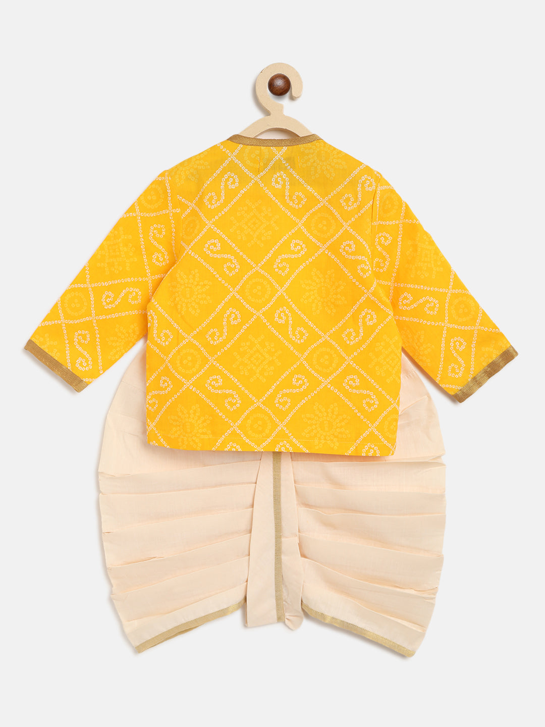 Tiber Taber Baby Boys Printed Kurta and Dhoti Set, Yellow