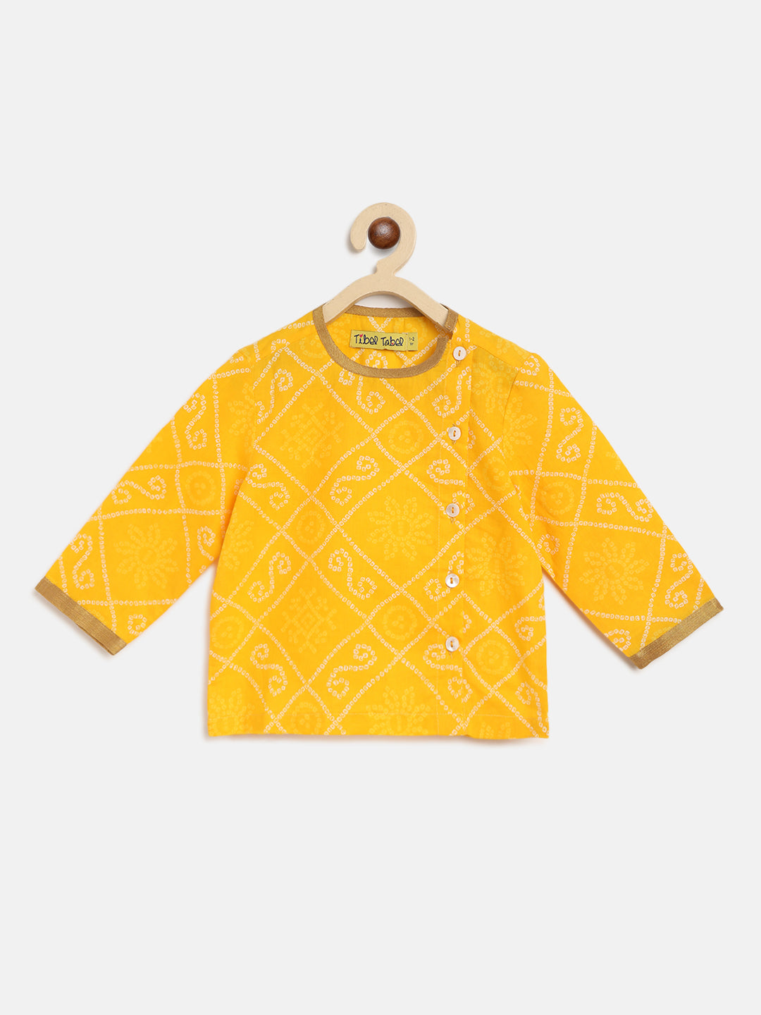 Tiber Taber Baby Boys Printed Kurta and Dhoti Set, Yellow