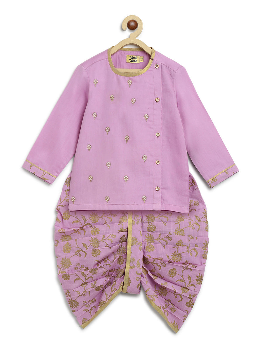 Tiber Taber Baby Boys Embroidered Kurta and Pyjama Set, Purple