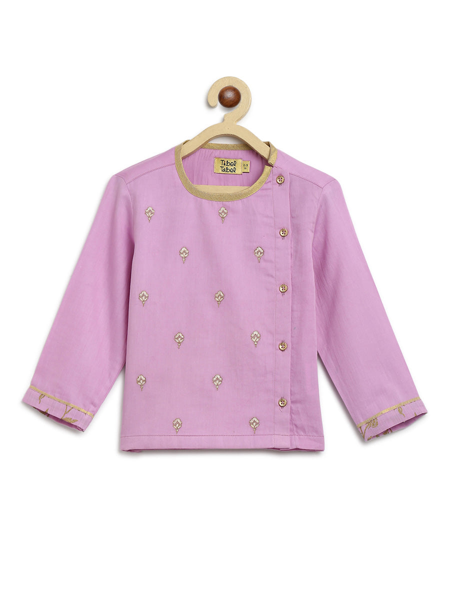 Tiber Taber Baby Boys Embroidered Kurta and Pyjama Set, Purple
