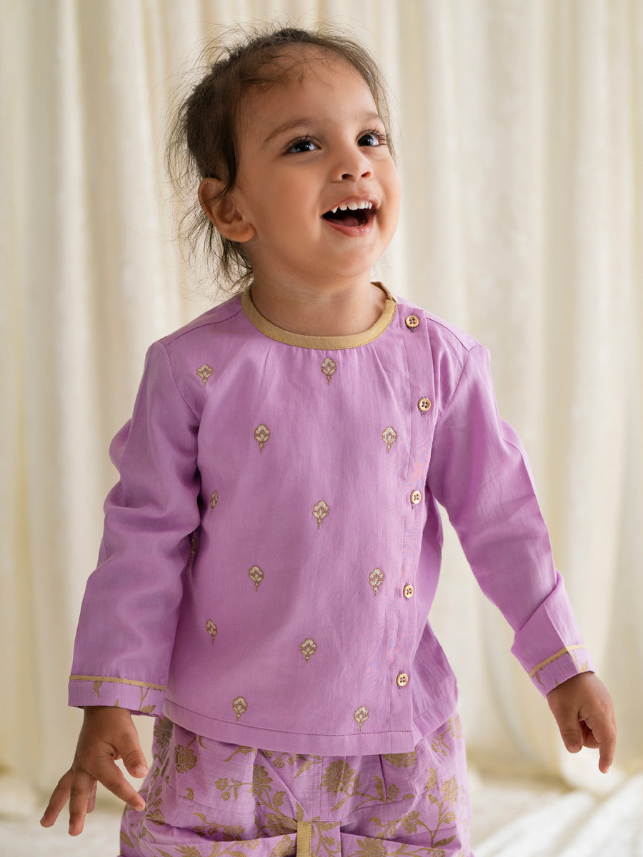 Tiber Taber Baby Boys Embroidered Kurta and Pyjama Set, Purple