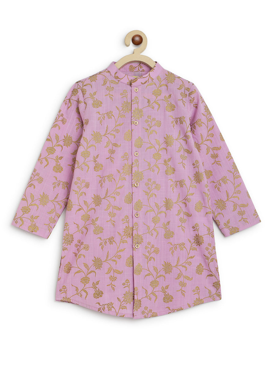 Tiber Taber Boys Embroidered Kurta and Pyjama Set, Purple