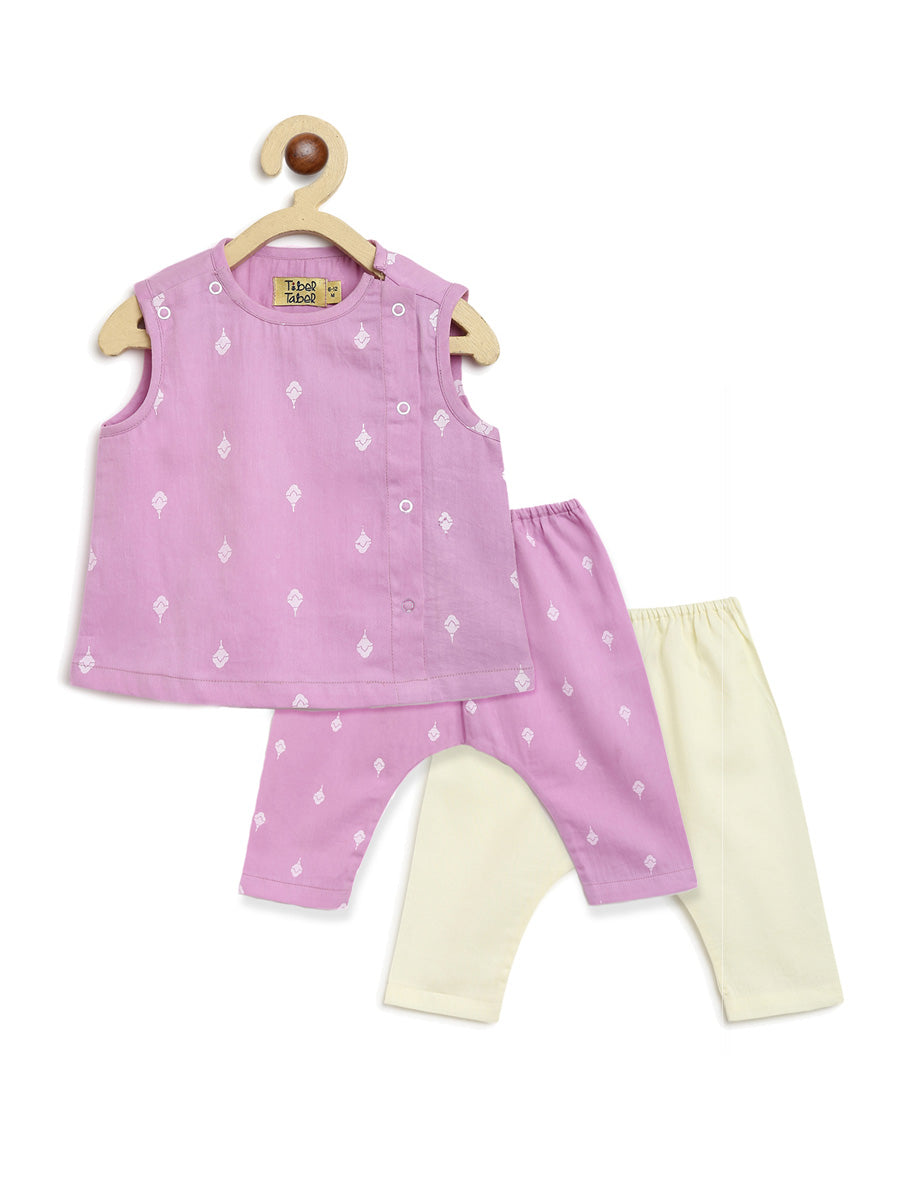 Tiber Taber Baby Boys Embroidered Kurta and Dhoti Pants Set, Cream and Purple