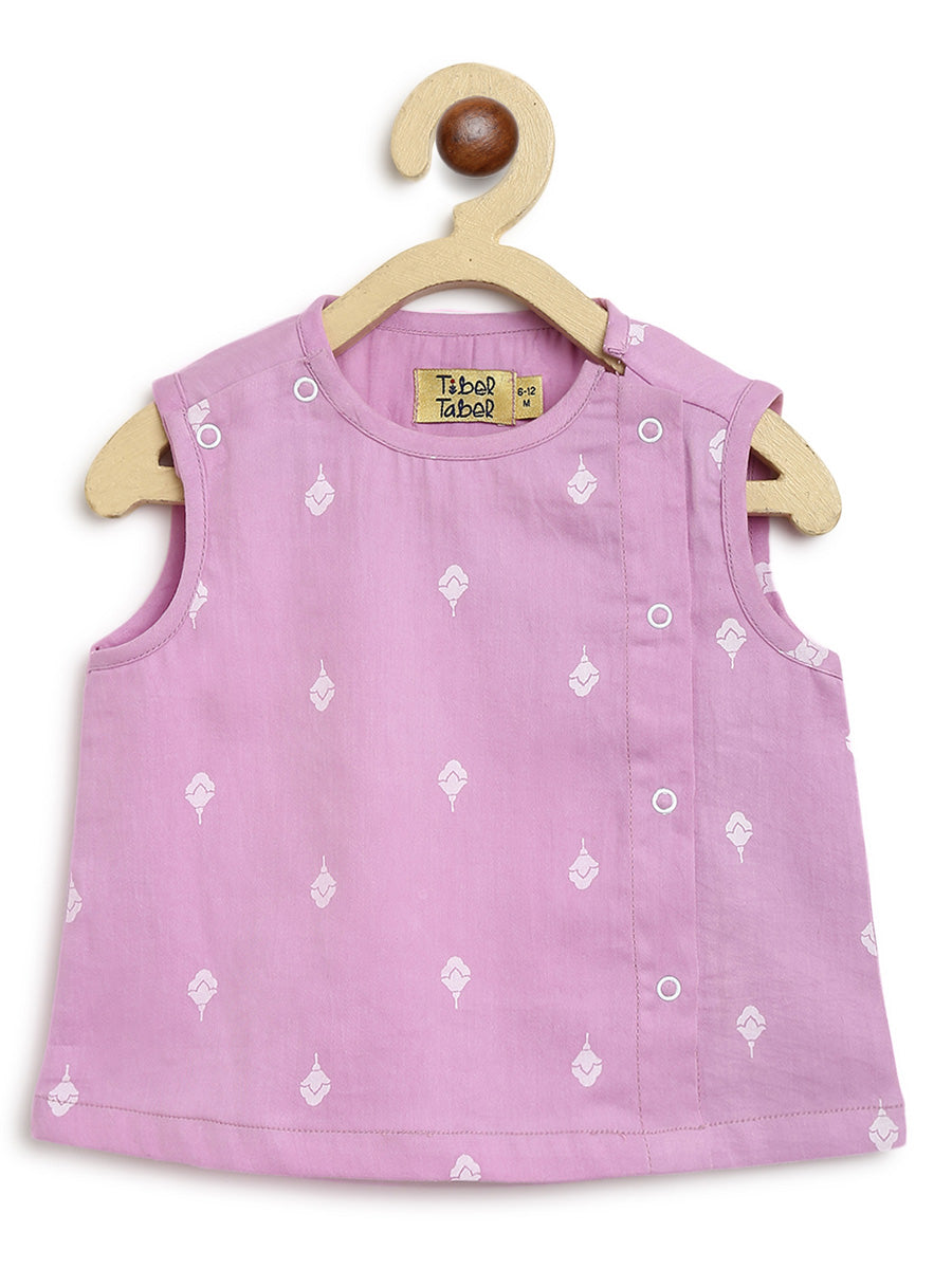 Tiber Taber Baby Boys Embroidered Kurta and Dhoti Pants Set, Cream and Purple