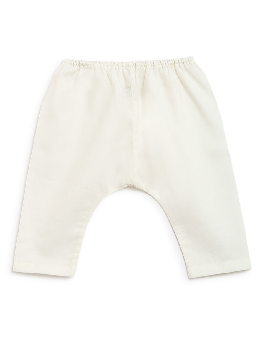 Tiber Taber Baby Boys Embroidered Kurta and Dhoti Pants Set, Cream and Purple