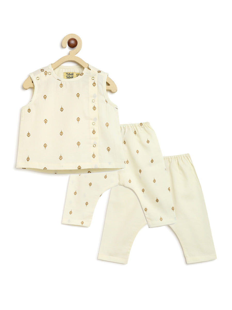 Tiber Taber Baby Boys Embroidered Kurta and Dhoti Pants Set, White