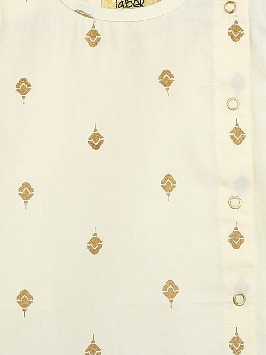 Tiber Taber Baby Boys Embroidered Kurta and Dhoti Pants Set, White
