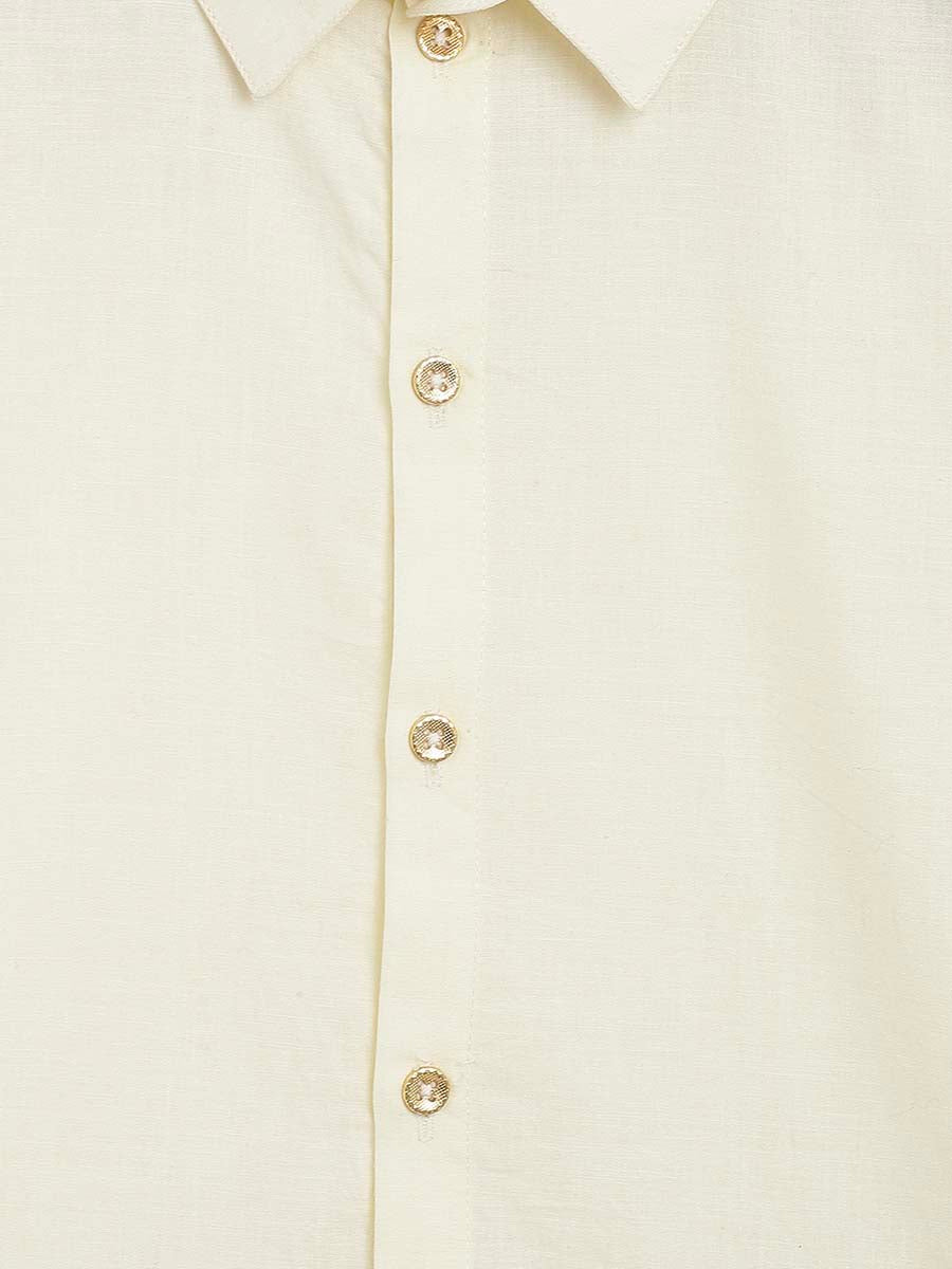 Tiber Taber Baby Boys Elephant Print Shirt, Cream