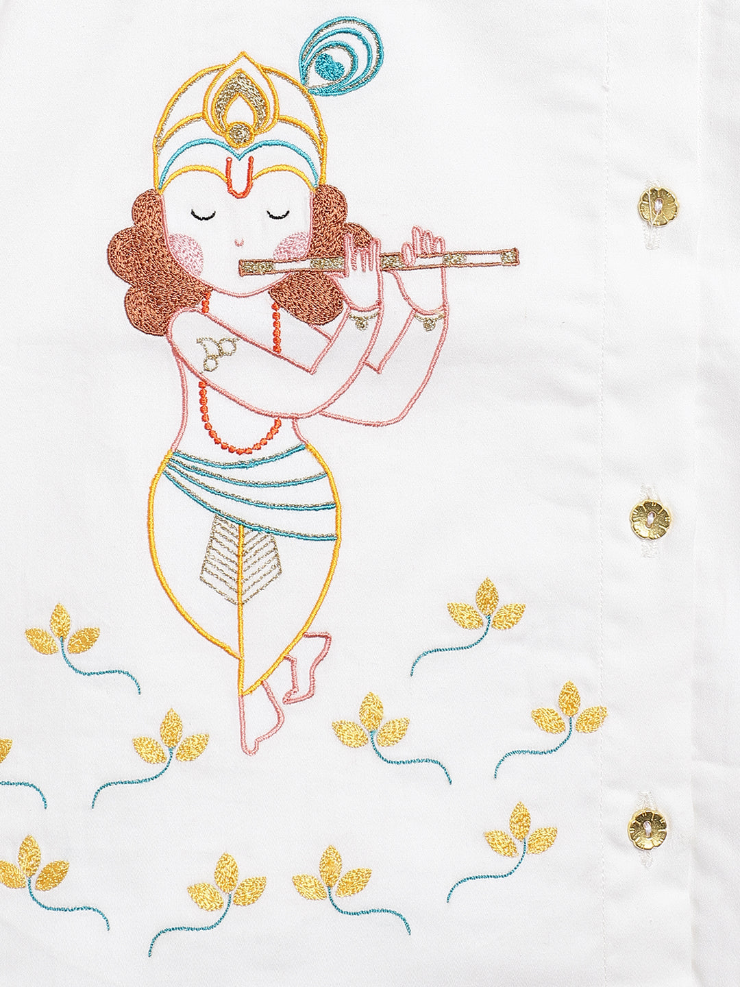 Tiber Taber Baby Boys Embroidered Kurta and Dhoti Set, White & Yellow
