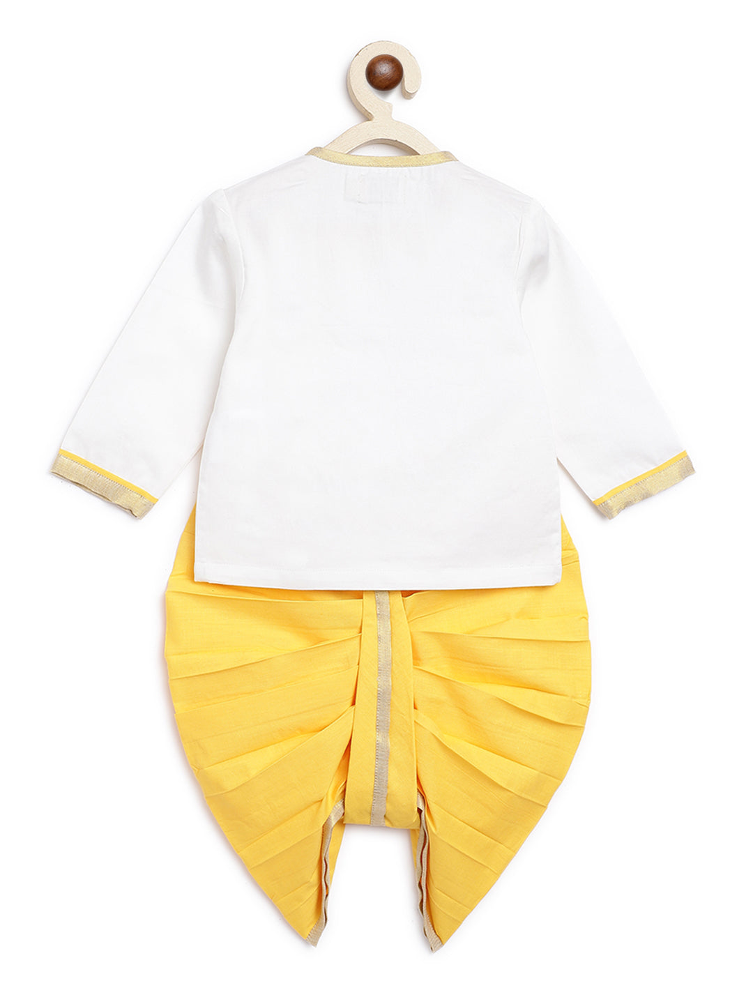 Tiber Taber Baby Boys Embroidered Kurta and Dhoti Set, White & Yellow