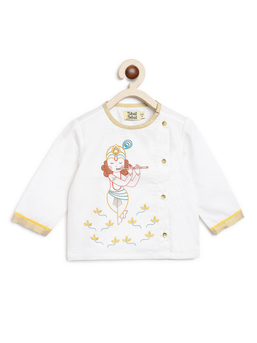 Tiber Taber Baby Boys Embroidered Kurta and Dhoti Set, White & Yellow