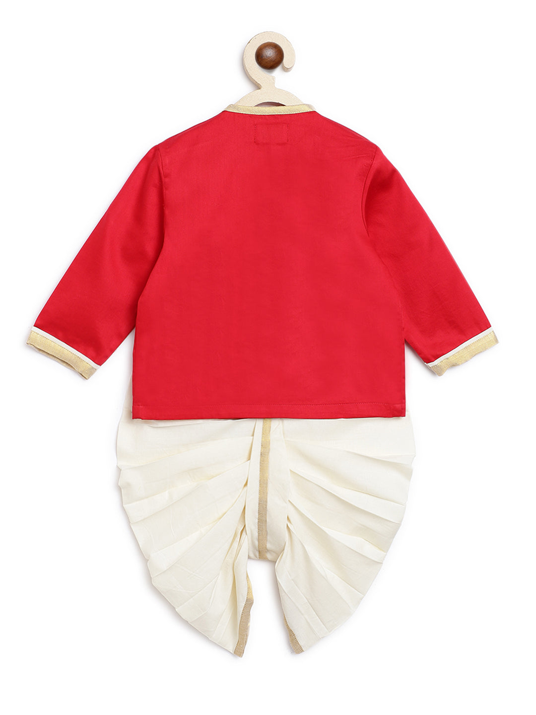 Tiber Taber Baby Boys Embroidered Kurta and Dhoti Set, Red & Off White