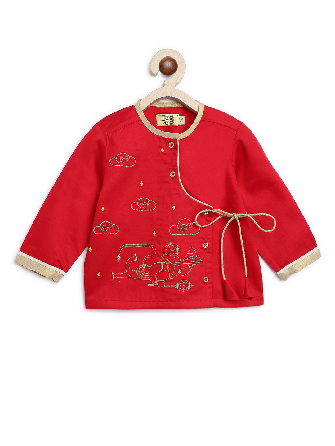 Tiber Taber Baby Boys Embroidered Kurta and Dhoti Set, Red & Off White