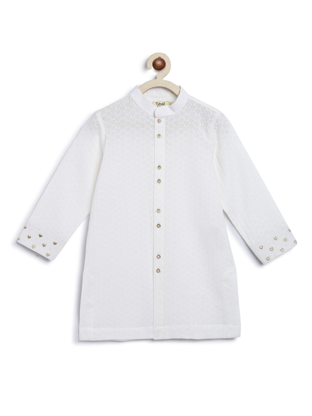 Tiber Taber Boys Printed Kurta and Pyjama Set, White