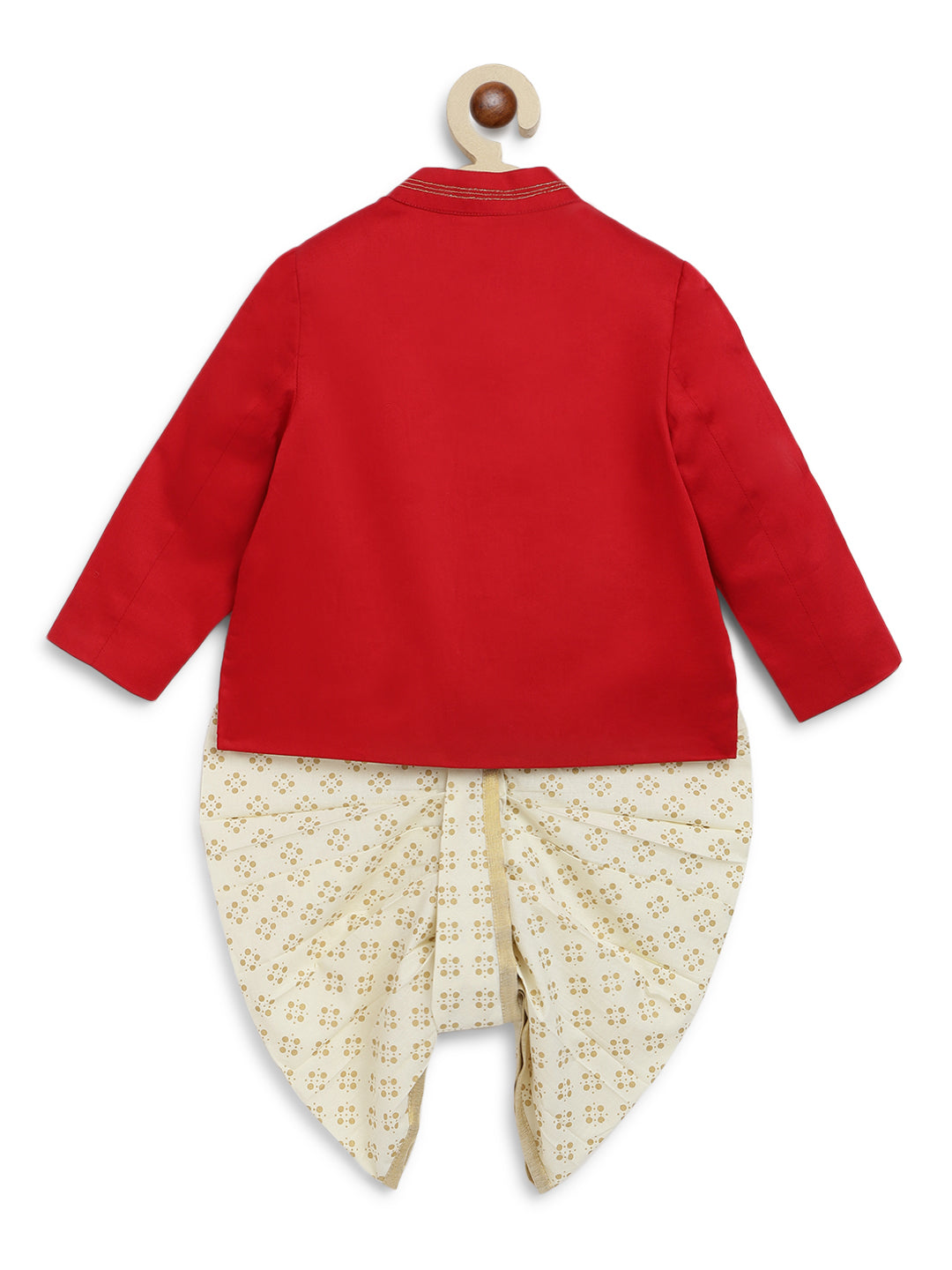 Tiber Taber Baby Boys Printed Kurta and Dhoti Set, Cream and Red