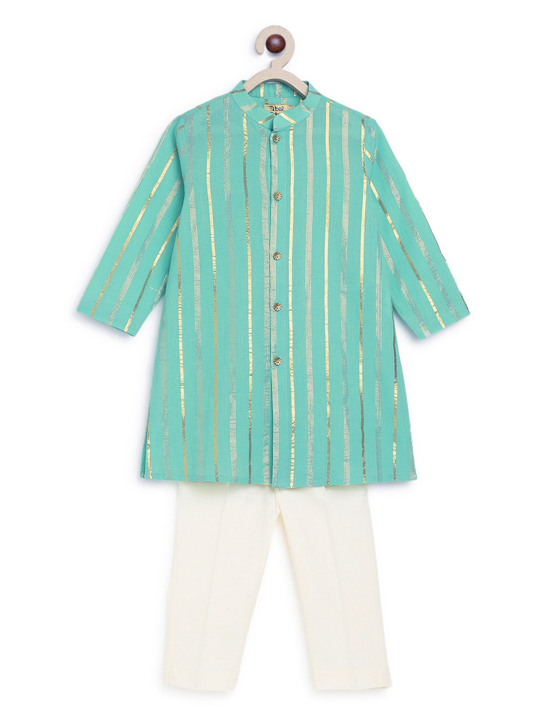 Tiber Taber Boys Printed Kurta and Pyjama Set, Green