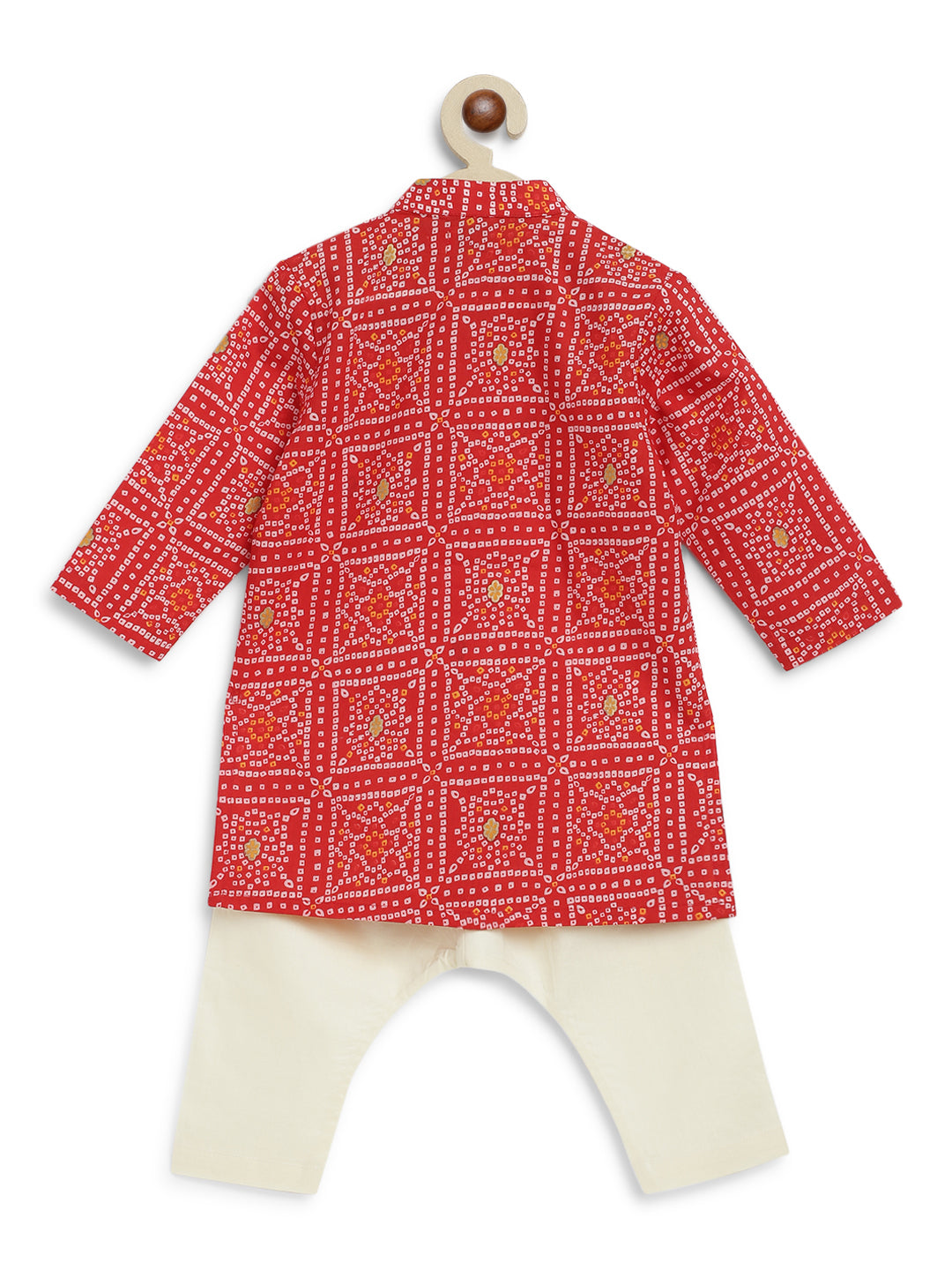 Tiber Taber Baby Boys Printed Kurta and Pajama Set, Red & Off White