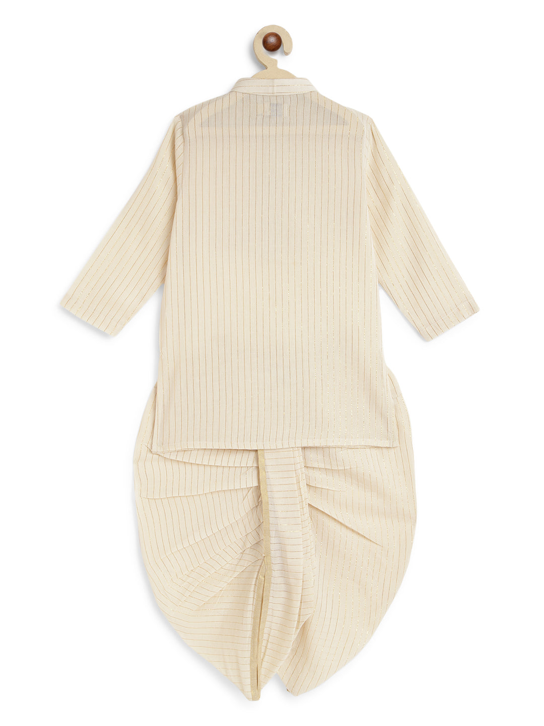 Tiber Taber Baby Boys Cotton Lurex Kurta with Dhoti Set, Off White