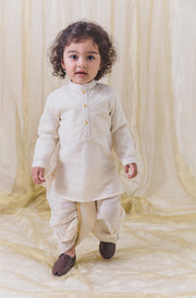 Tiber Taber Baby Boys Cotton Lurex Kurta with Dhoti Set, Off White