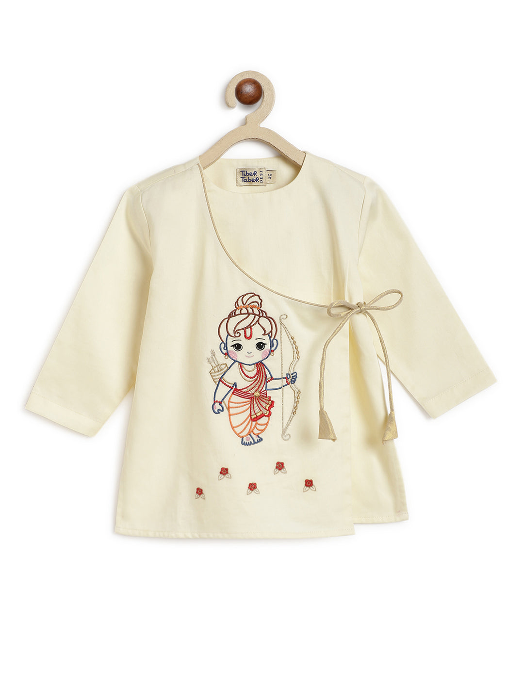 Tiber Taber Baby Boys Raama Embroidered Kurta and Pants Set, Off White