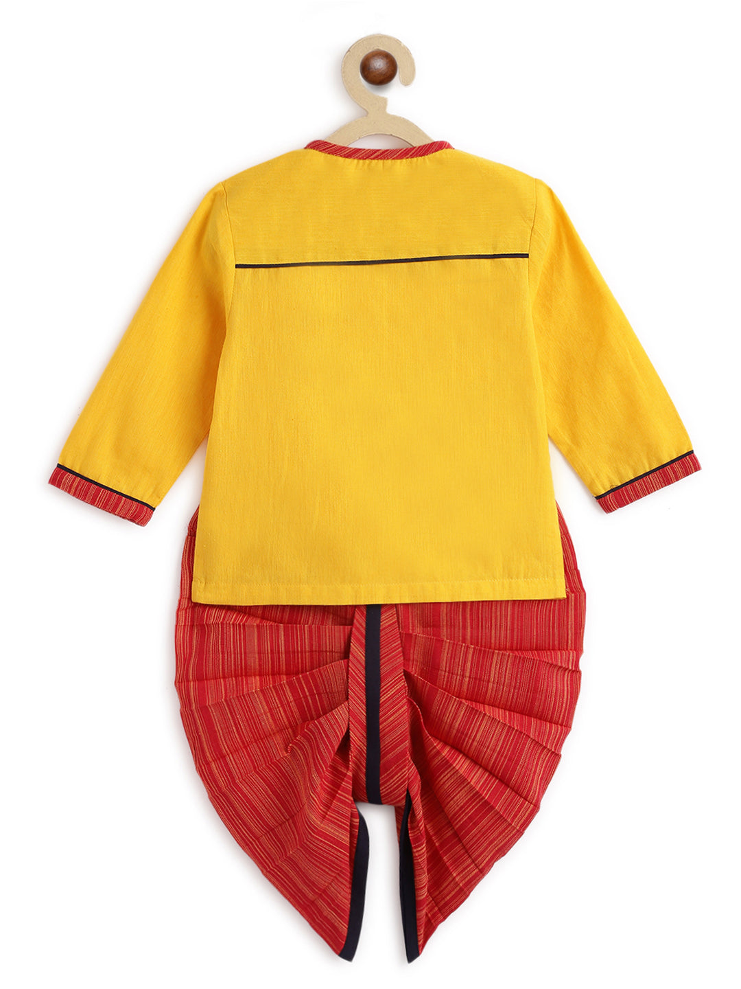 Tiber Taber Baby Boys Camel Embroidered Kurta and Dhoti Set, Mustard & Red