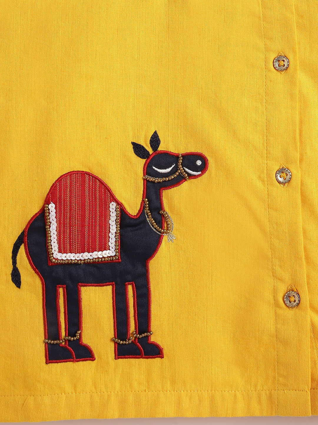 Tiber Taber Baby Boys Camel Embroidered Kurta and Dhoti Set, Mustard & Red
