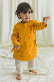 Tiber Taber Baby Boys Cotton Kurta with Pants Set, Mustard Yellow