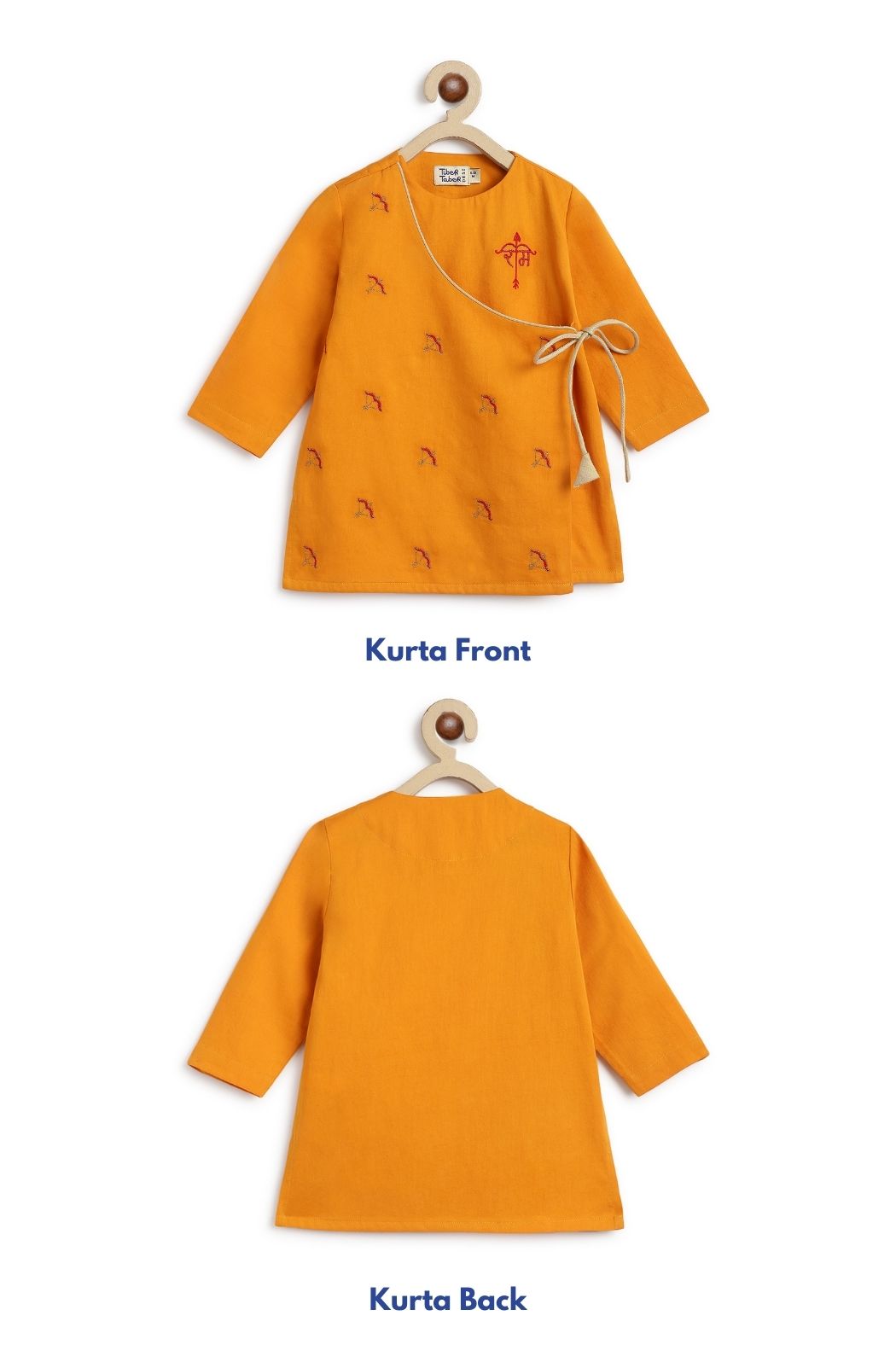 Tiber Taber Baby Boys Cotton Kurta with Pants Set, Mustard Yellow