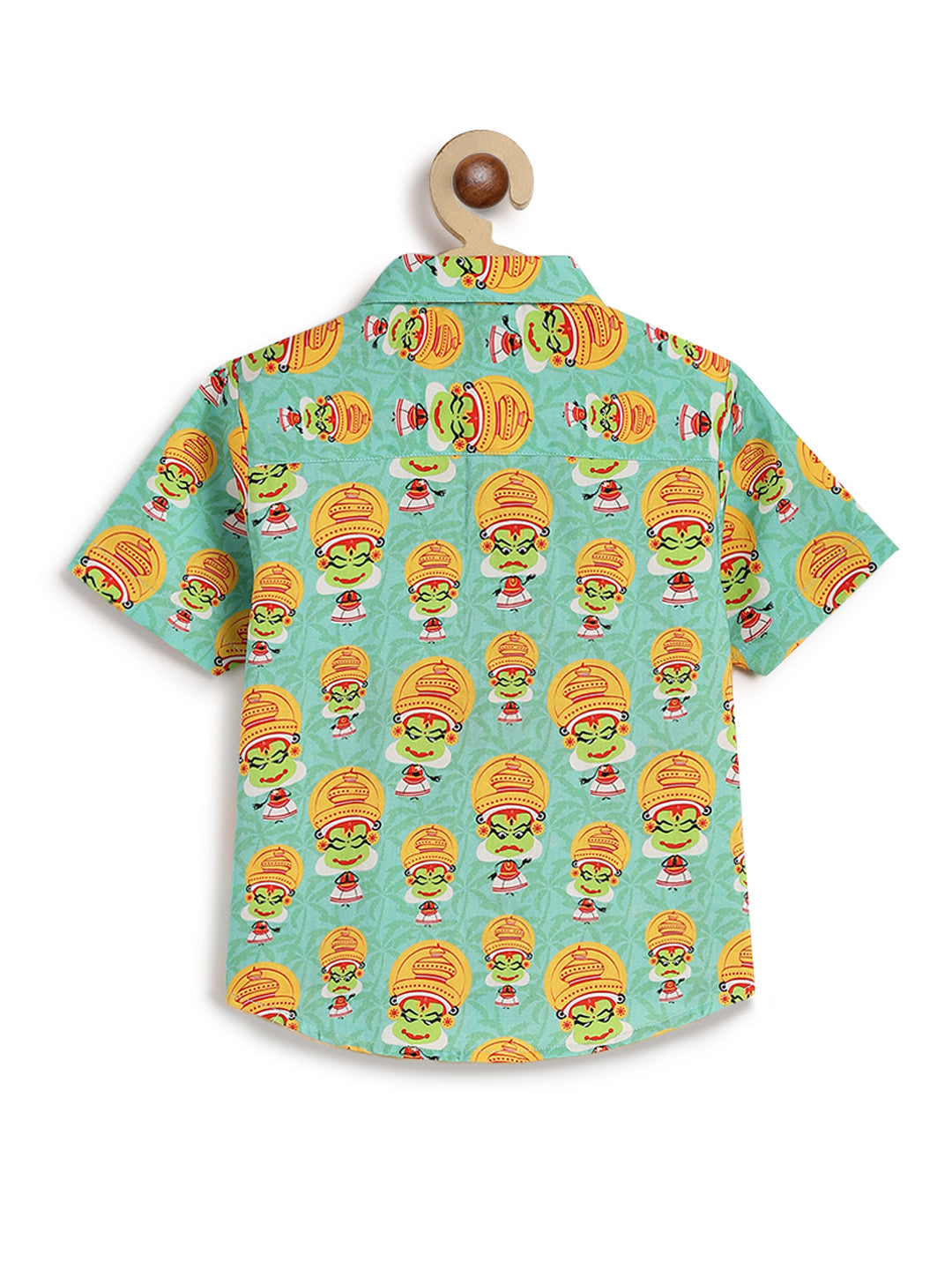 Tiber Taber Boys Kathakali Print Shirt, Green