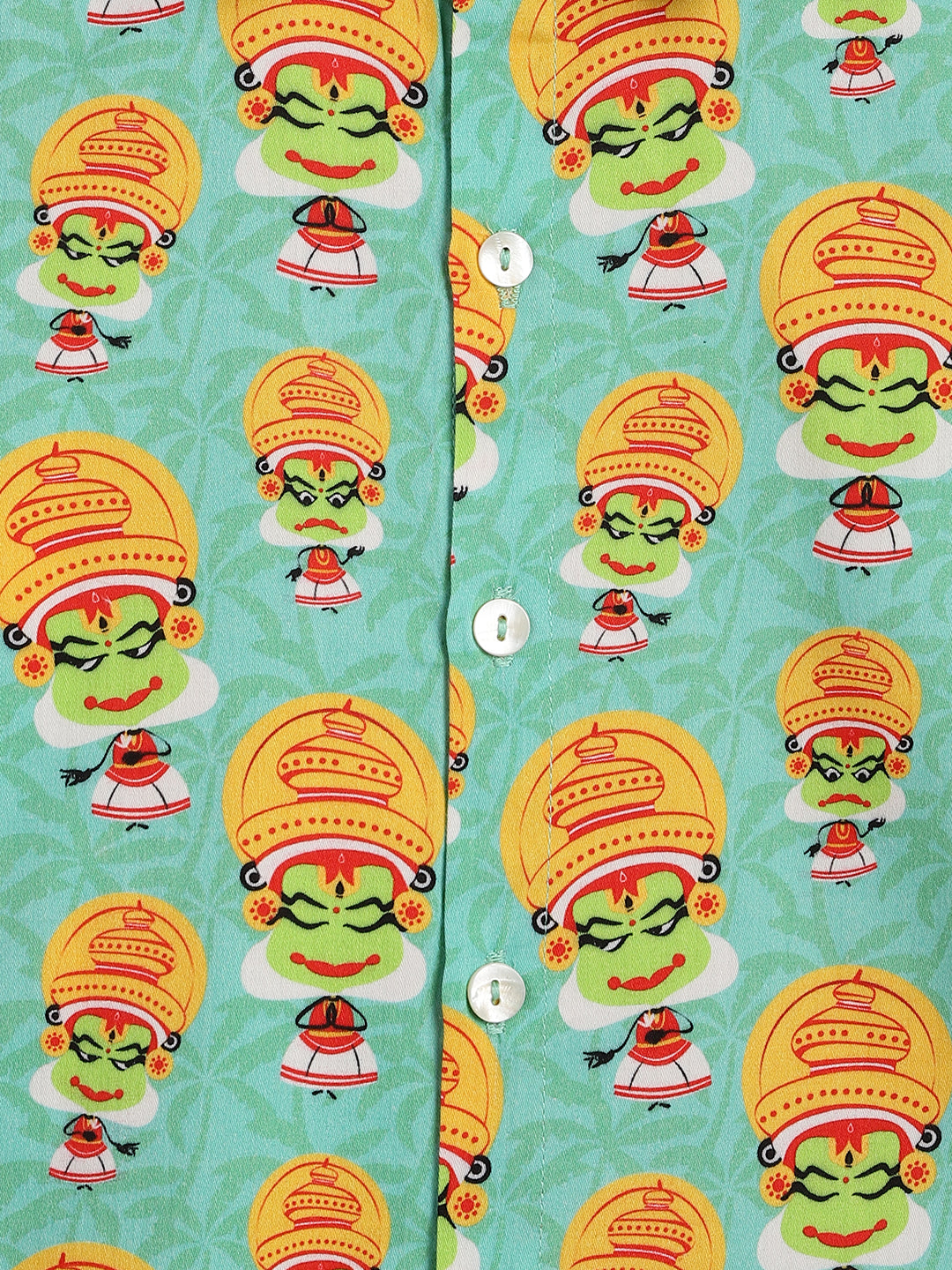 Tiber Taber Boys Kathakali Print Shirt, Green