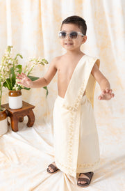 Tiber Taber Boys  Mundu with Angavastram Set, Off White